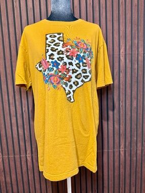 Texas Floral Leopard Graphic Tee | Mustard Gold | Western Boho Style